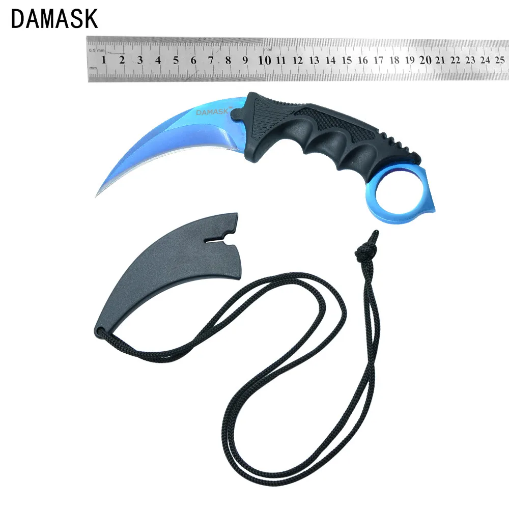 Дамаск CS GO Counter Strike Karambit фиксированным лезвием коготь ножи Открытый выживания