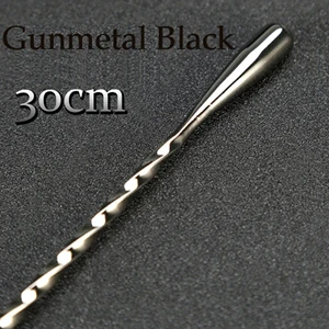 Gunmetal Black30cm 50 см, КАПЛЕВИДНАЯ барная ложка для перемешивания, ложка для коктейля, барная ложка, 304 нержавеющая сталь, Витая Ложка для перемешивания, барный инструмент - Цвет: Gunmetal Black30cm