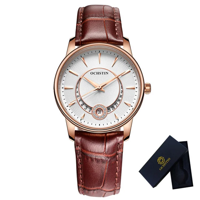 Rose with box OCHSTIN часы из розового золота Женские кварцевые часы женские Лидирующий бренд Роскошные женские наручные часы девушка часы бизнес Relogio Feminino - Цвет: Rose with box