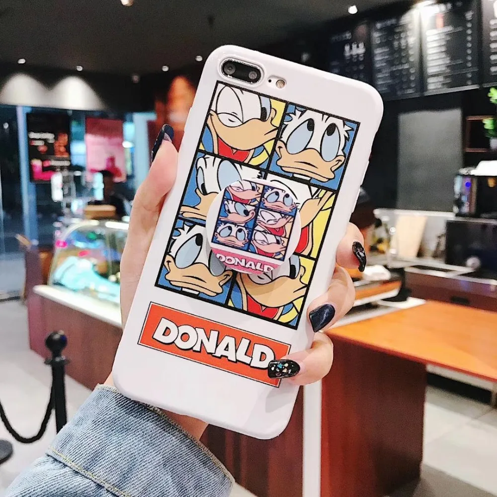 Милые с Микки Маусом Минни животных 2 в 1 чехол телефона + держатель для iPhone X XR XS MAX 7