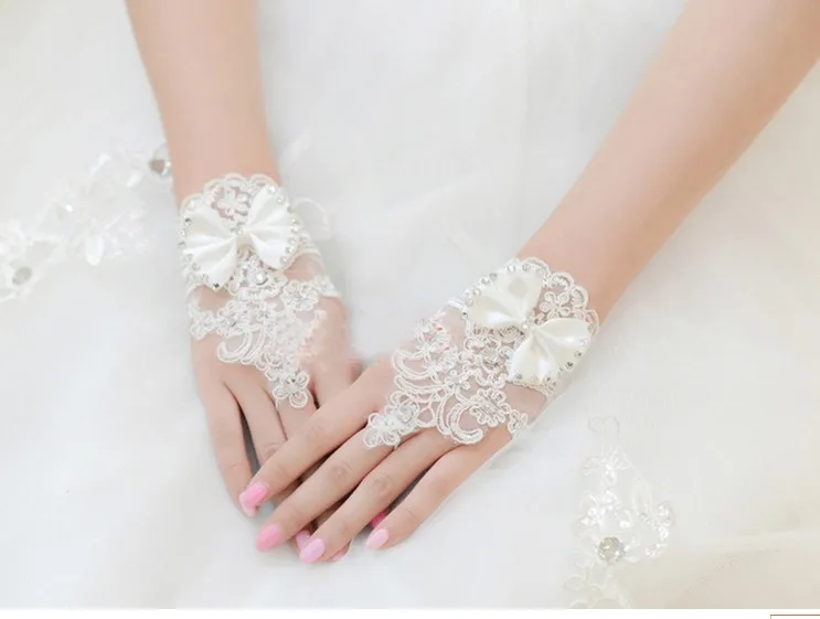 Элегантный Тюль Белый цвет слоновая кость свадебное кружевное перчатки длина