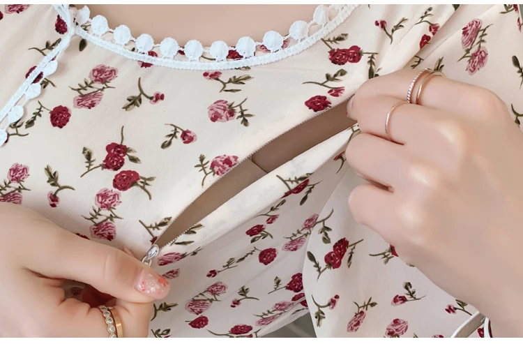 8837# летнее Модное шифоновое длинное платье с принтом для кормящих мам, тонкая одежда для кормления грудью для беременных женщин, одежда для беременных