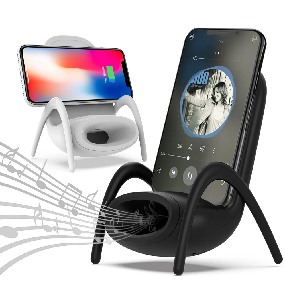 NYFundas stand Speaker Qi Wireless Charger Fast Charging Pad Music Loudspeaker For iPhone XS MAX XR X 8 Samsung S9 S8 plus dock |