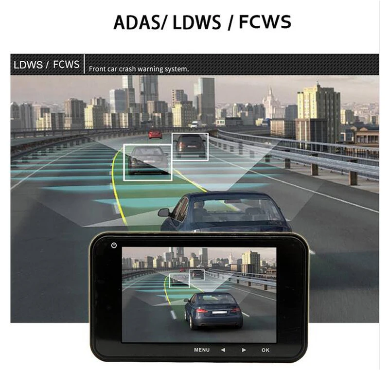 QUIDUX 3 дюймовый Full HD 1296 P Видеорегистраторы для автомобилей ADAS WDR с функцией ночного