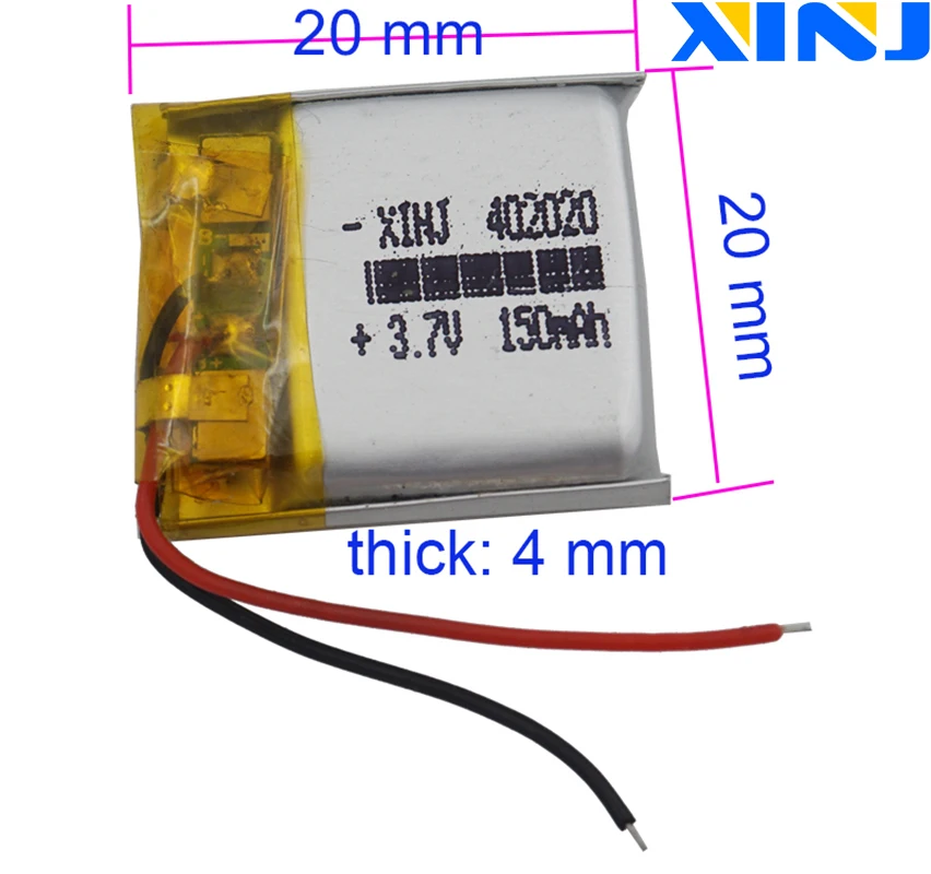 XINJ 2 шт. 3 7 V 150mAh литий полимерный Батарея JST PH 1 0/1 25/1 5/2 0/2 54 мм 402020 для GPS стерео
