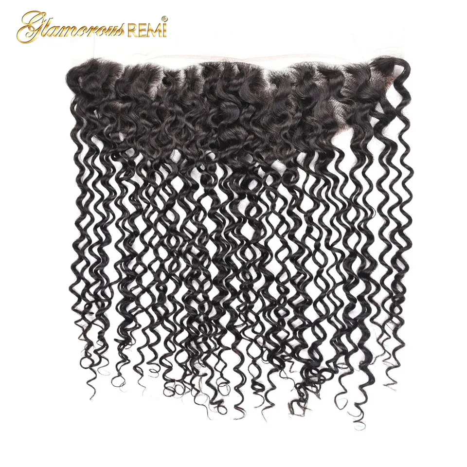 Lace Frontal Closure Indian Hair Jerry Curly 13x4 Free/Middle/Three Part Human With Baby Natural Color 8-20 | Шиньоны и парики