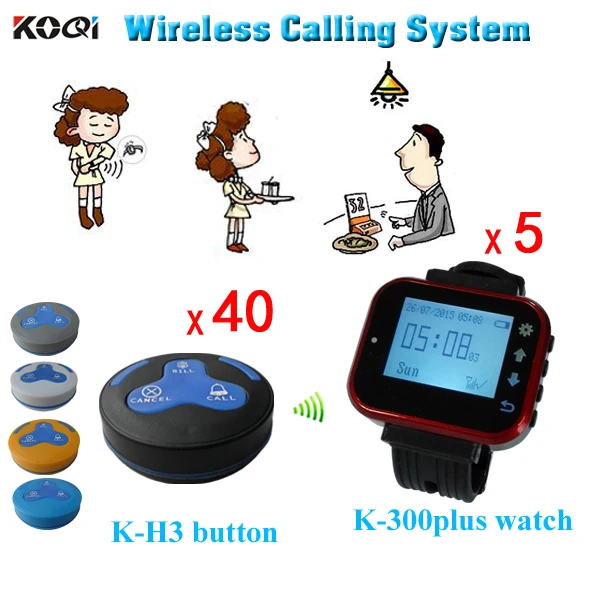 Беспроводная звуковая система вызова официанта 40 водонепроницаемых кнопок и 5