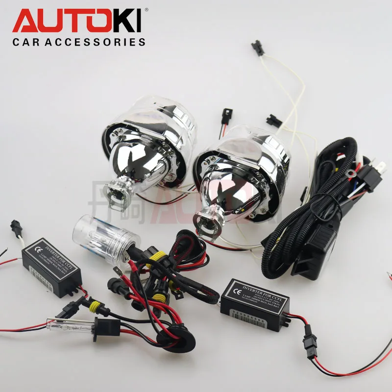 Autoki 2 5 Мини HID линзы проектора bi Xenon ксеноновая лампа 4300 K 8000 CCFL Angel Eye для фар
