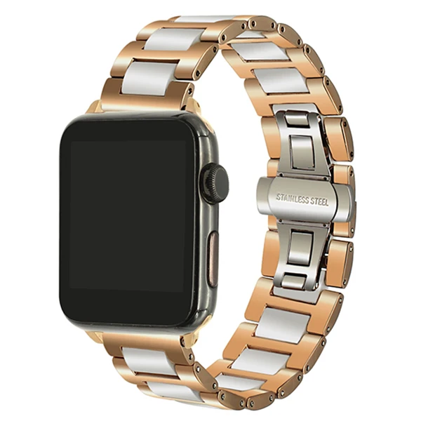 Ремешок из керамики и нержавеющей стали для iWatch Apple Watch 38 мм 40 мм 42 мм 44 мм серия 5 4 3 2 1 ремешок на запястье браслет