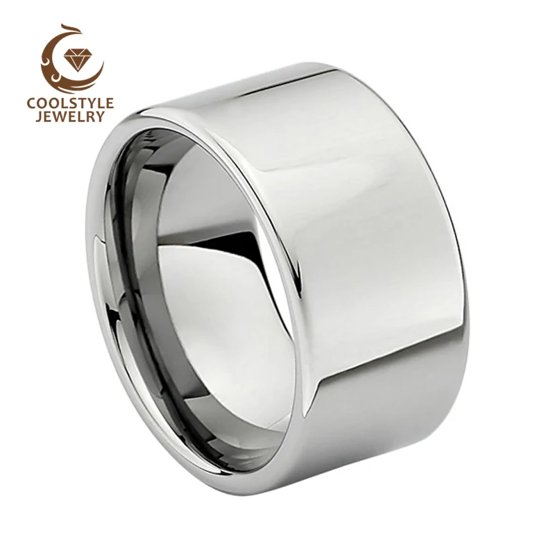 

12MM Mens Tungsten Wedding Band Shiny Engagement Ring Polished Shiny Comfort Fit