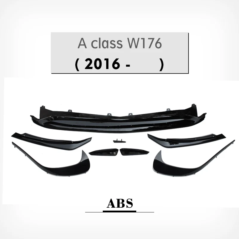 Для Mercedes W176 ABS передний бампер губы Canards 8 шт./компл. A45 стиль для Mercedes A класс W176 - Цвет: ABS
