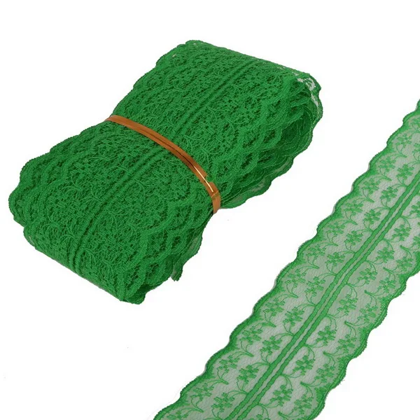 Green 5 ярдов/партия, кружевная лента, 20 мм, сделай сам, вышитая сетка, кружевная отделка для свадебного украшения, подарочная упаковка, сделай сам, швейная юбка, аксессуары - Цвет: Green