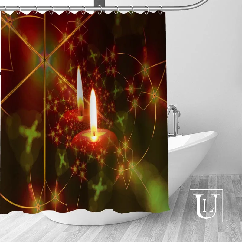 

Custom christmas candles Curtain Fabric Modern Shower Curtain bathroom beautiful Curtains Bath decor Polyester Cloth Waterproof