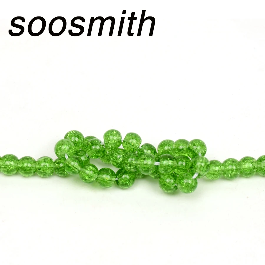 Soosmith круглый зеленый Попкорн с украшением в виде кристаллов Стекло бусина