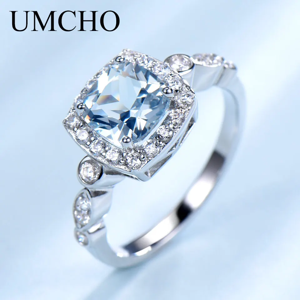 

UMCHO Genuine 925 Sterling Silver Birthstone Ring Created Nano Topaz Garnet Amethyst CZ Rings Engagement For Women Fine Jewelry
