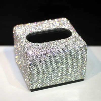 A2 silver Квадратная коробка для салфеток, Хрустальный кожаный тканевый чехол, держатель для ткани для офсе, бумажная коробка для дома, коробки для полотенец, бытовые бумажные коробки - Цвет: A2 silver