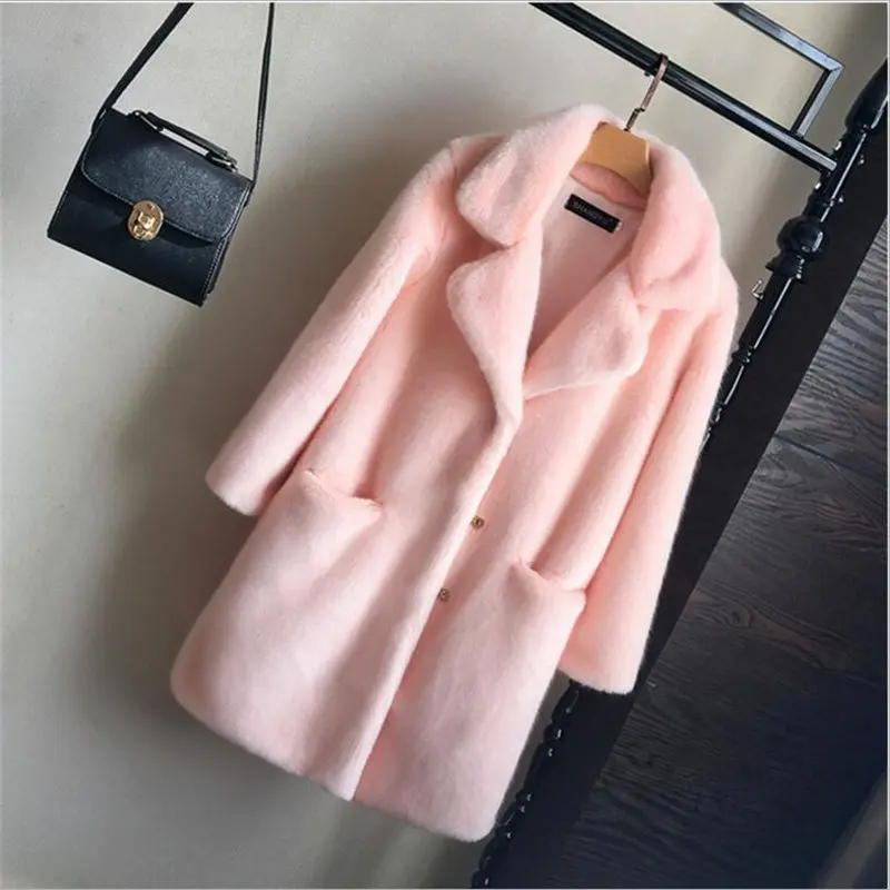

2019 Faux Fur Coat Women'S Coats with Artificial Fur Mink Fur Long Coat Women Winter Autumn Elegant Loose Casual