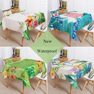 Новая Водонепроницаемая скатерть в нордическом стиле с принтом тропических пальм и зеленых растений и листьев, льняная скатерть для украшения дома и кухни, скатерть для стола