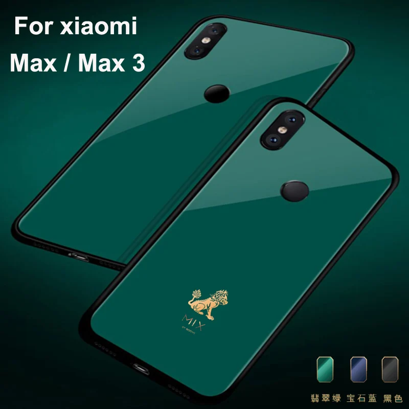 Для xiaomi mi Max 3 Чехол Max3 оригинальный цвет Дракон Лев шаблон закаленное стекло