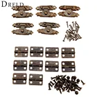 Античная бронзовая мебель петли для шкафа + 5 шт. деревянных шкатулок CaseToggle, защелка, железная винтажная фурнитура, аксессуары, 10 шт.