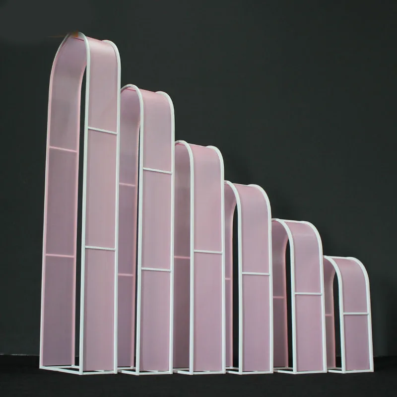 Wedding props wrought iron PVC wedding arch backdround arfificial flower stand road stage decor ornaments white pink gold frame