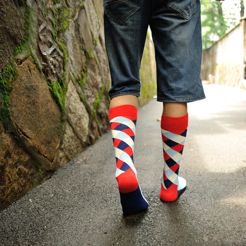 Клетчатые летние мужские спортивные носки для велоспорта езды на велосипеде