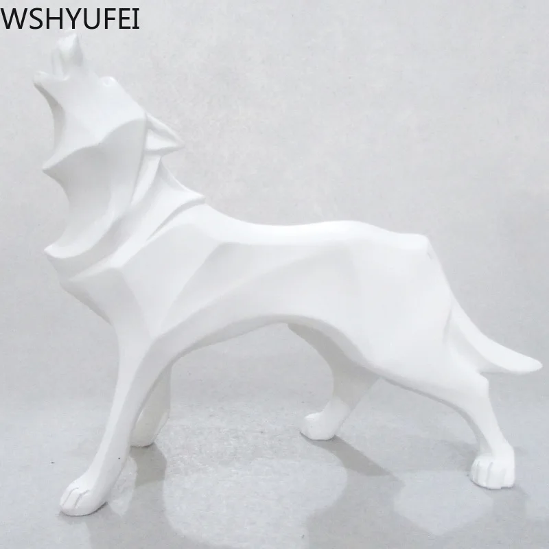New Wolf Resin Statue Model Modern Abstract Ice Wildlife Decor Gift Ornament Animal Totem Dog Sculpture Crafts | Дом и сад