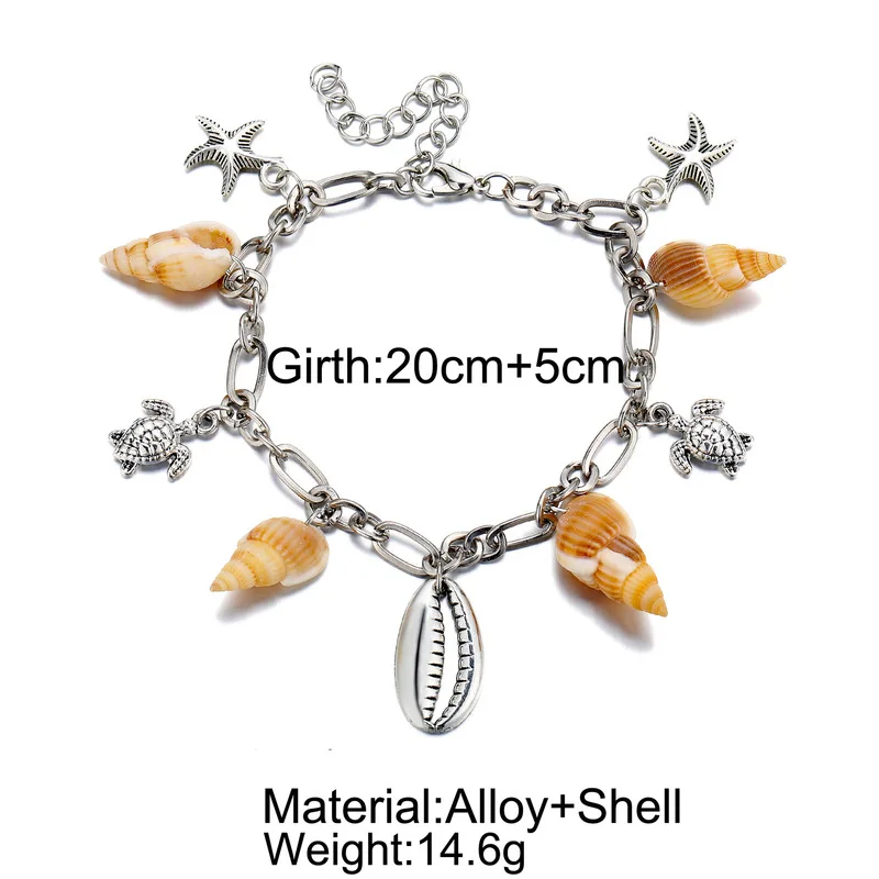 Креативный браслет на ногу в виде ракушки цепочка богемный кулон черепахи