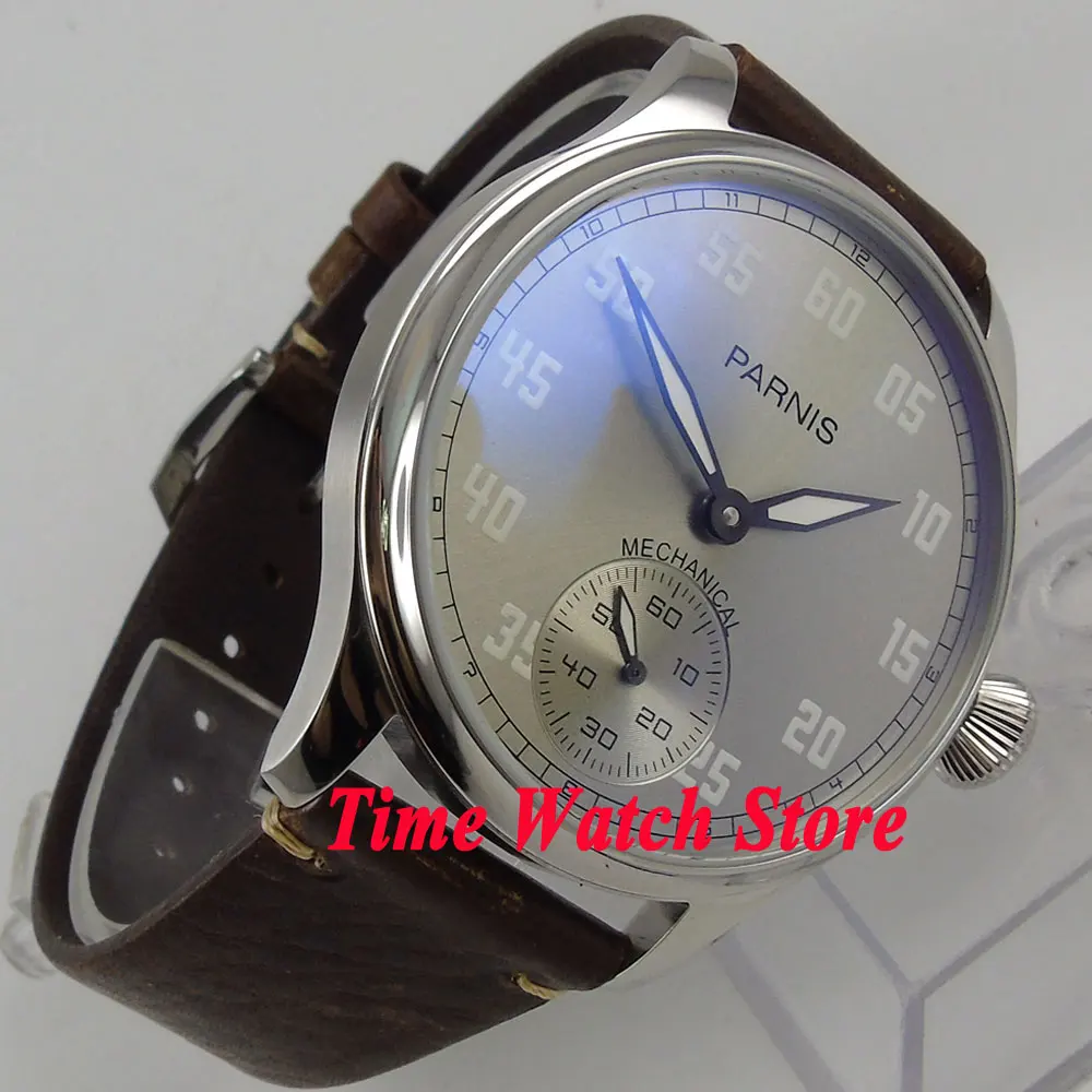 Мужские механические часы Parnis винтажные светящиеся с серым циферблатом