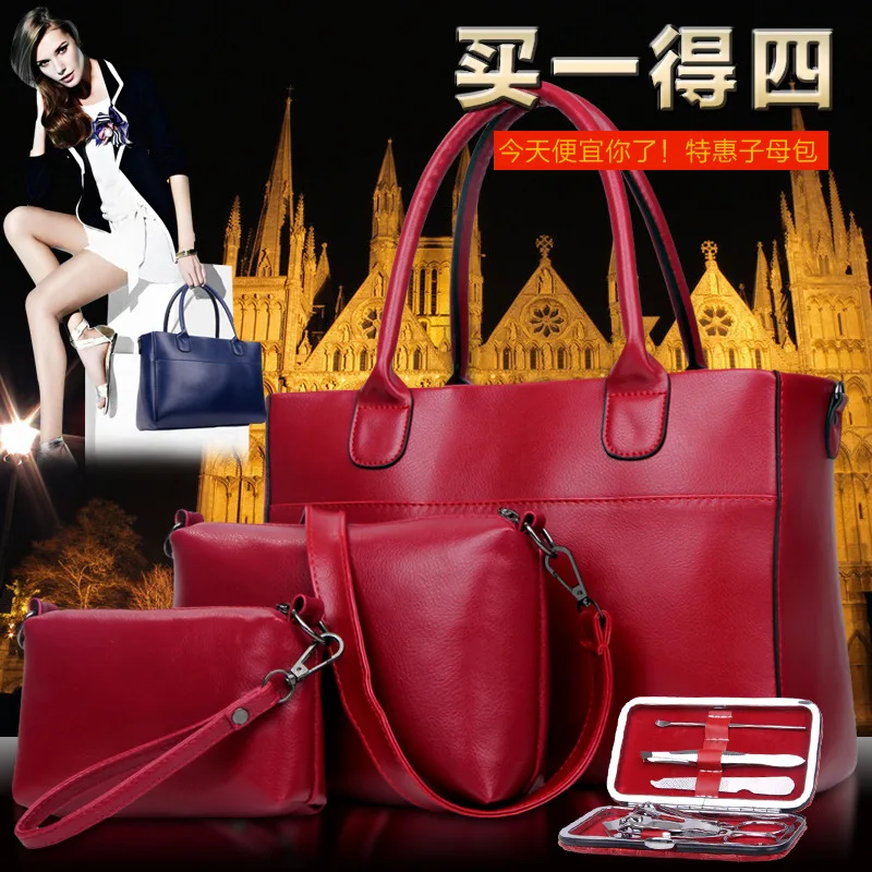 2018 Новый Модный комплект из 4 предметов женские сумки-мессенджеры + сумки сумка на