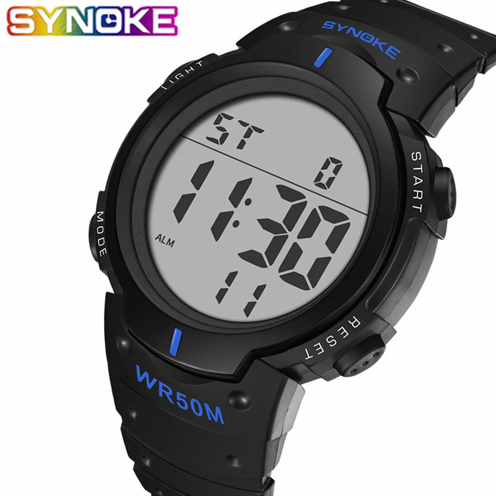 SYNOKE мужские спортивные часы обратного отсчета с будильником цифровые наручные 30