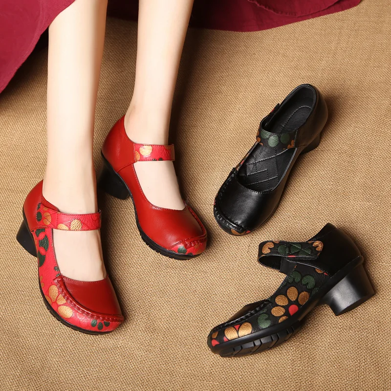 Туфли лодочки женские из натуральной кожи на среднем каблуке|Женские туфли| |