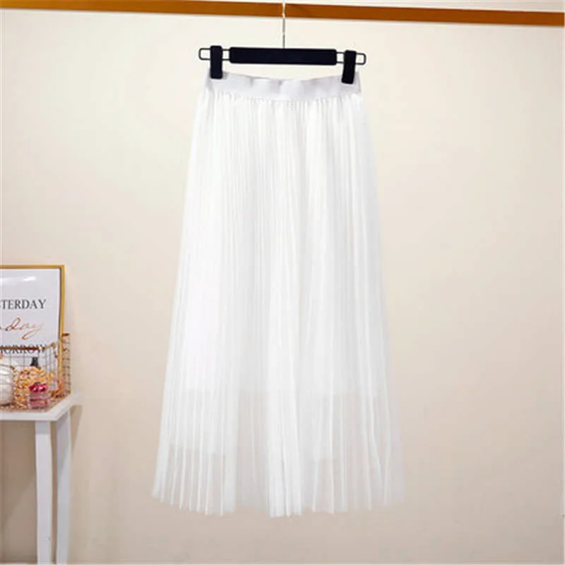 Женская фатиновая юбка-пачка средней длины трехслойная плиссированная юбка с