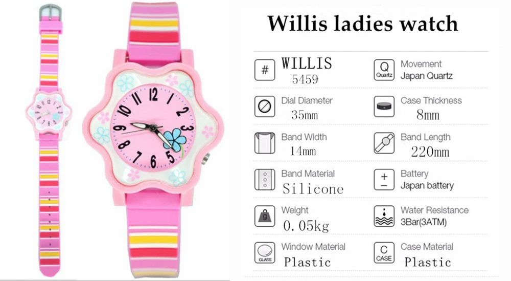 Willis последние стили цветочный дизайн женские наручные кварцевые часы для