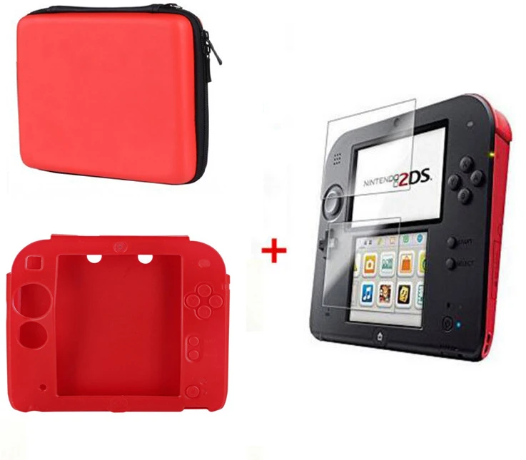 

2DS EVA Protector Hard Travel Carry Case cover Pouch bag Clear Touch Film Screen Guard Silicone Case For Nintendo Nintend 2DS