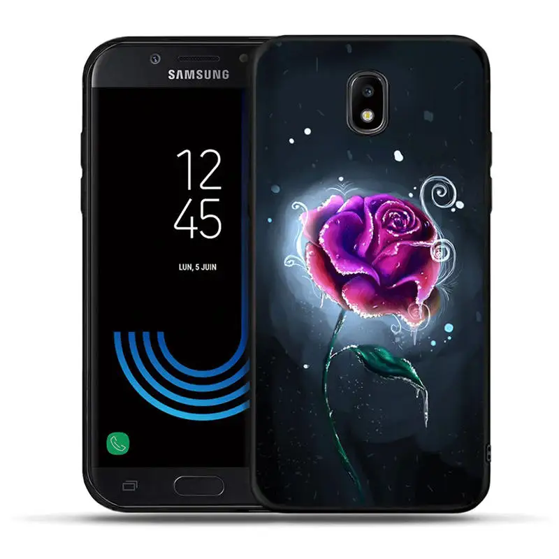 Роскошный чехол из ТПУ с черными розовыми красными цветами для samsung Galaxy J3 J5 J7 J2 Prime G530 j4 J6 Plus силиконовый чехол