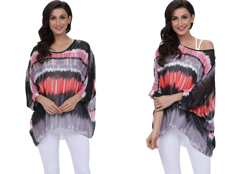 BHflutter 4XL 5XL 6XL размера плюс женская одежда новая шифоновая блузка рубашка рукав летучая мышь летний с буквенным принтом топы блузки