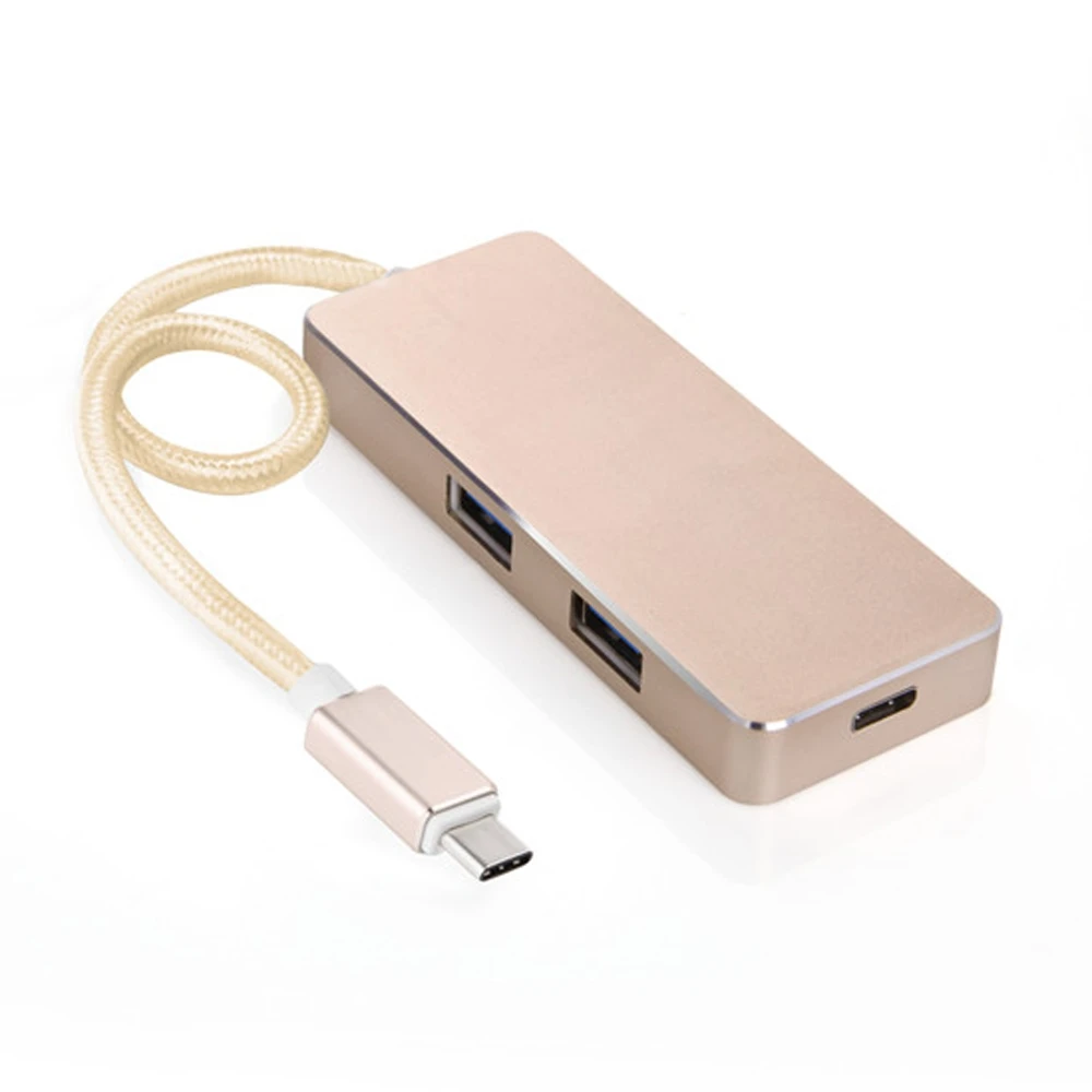 20pcs Portable USB 3.1 Type C to 2 3.0 HUB silver pink adapter for MacBook 12" | Электроника