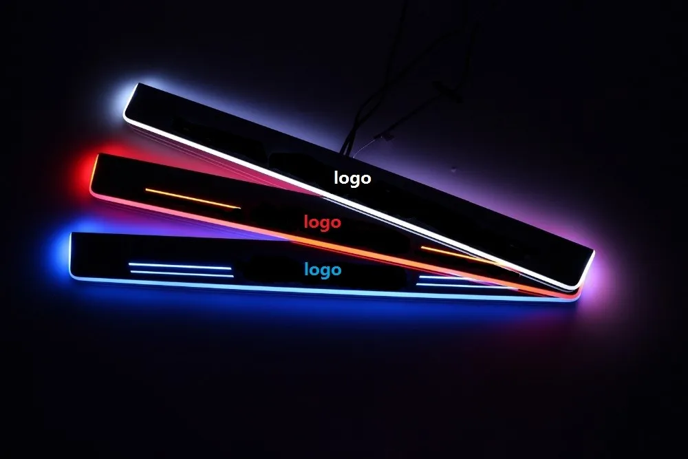 

Qirun acrylic led moving door scuff welcome light pathway lamp door sill plate linings for Toyota Fortuner 2012 2013 2014