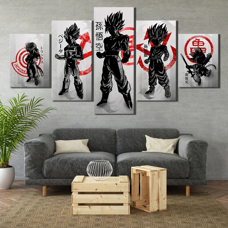 Модульная картина с напечатанным рисунком 5 шт. Dragon Ball анимационные изображения