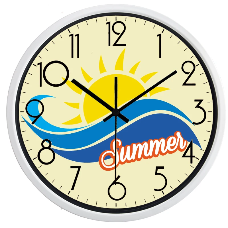 Summer Sun and Waves Wall Clock Creative Brief Living Room | Дом и сад