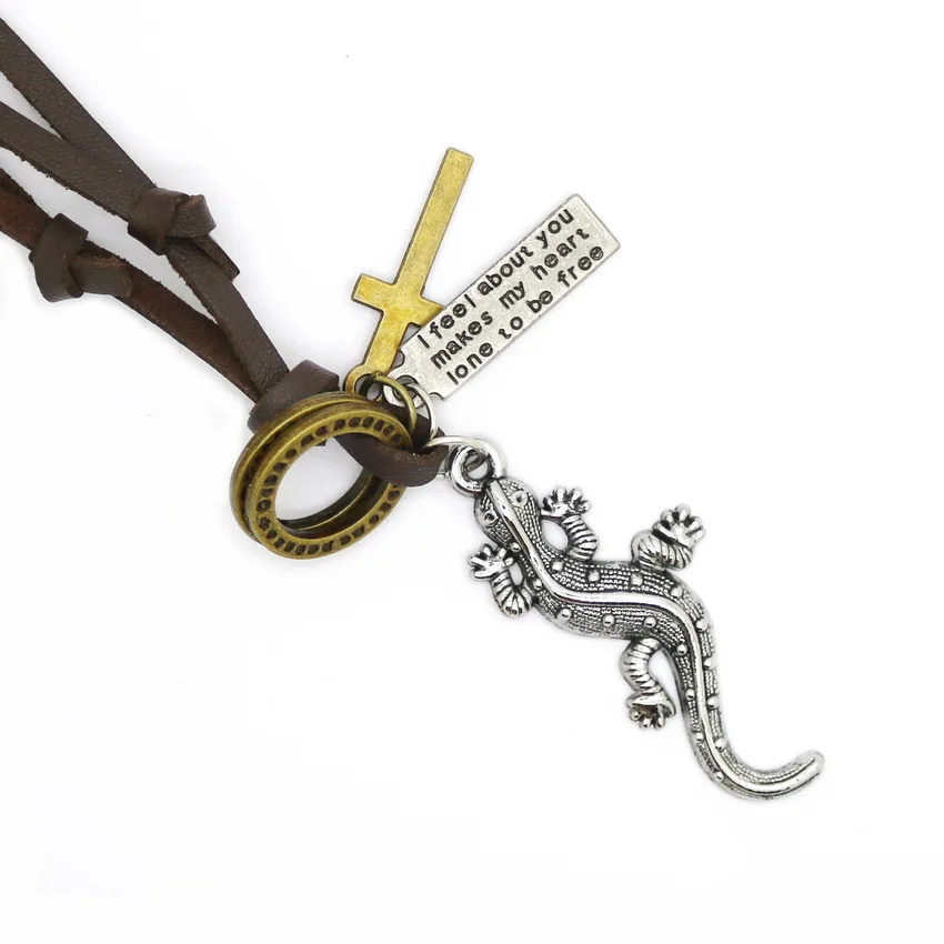 Мужское кожаное ожерелье с подвеской в стиле Ретро|necklace casual|anchor necklacemens anchor necklace |