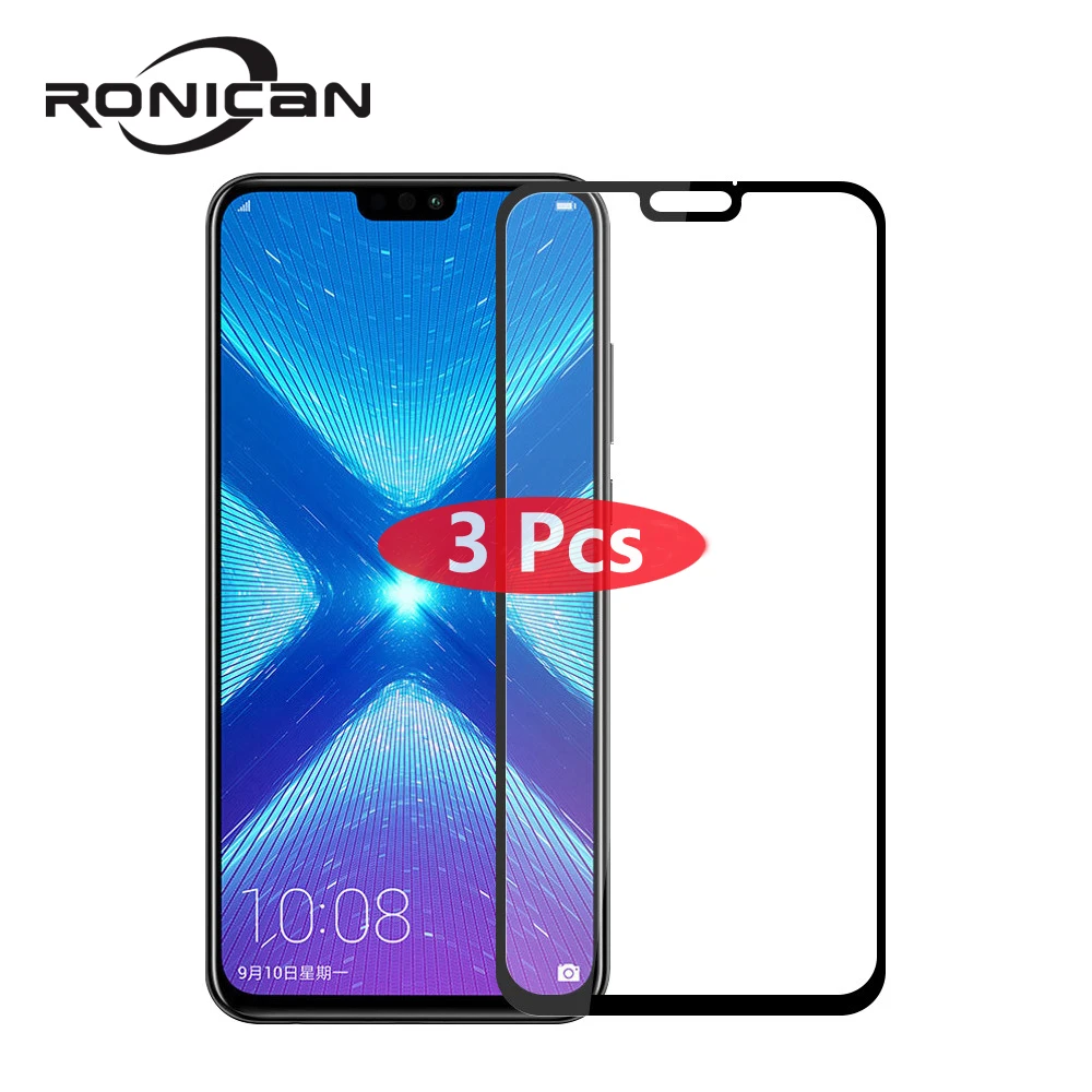 Закаленное стекло для Huawei Honor 8X 3 шт. оригинальный Полноэкранный протектор huawei honor