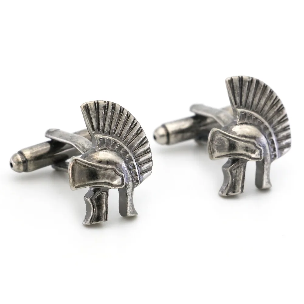 Фото iGame New Arrival Vintage Cuff Links 300 Sparta Warrior Helmet Design Quality Brass Material Men's Cufflinks Free Shipping №2