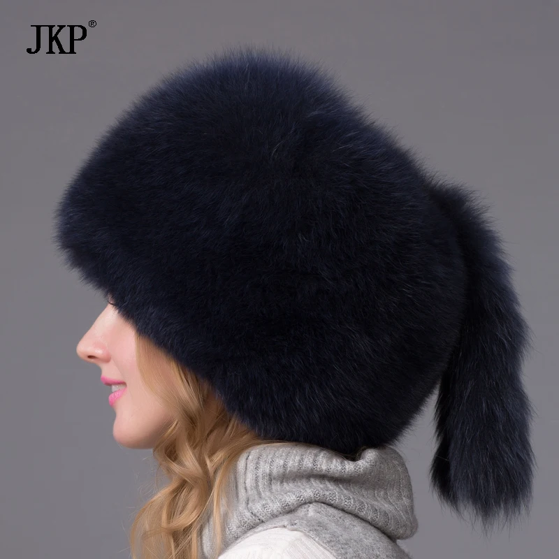 

Real Fox Fur Hat Hot Sale Winter Nature Raccoon / Fox Fur Cap Princess Style Women New Fashion Warm Fur Headgear