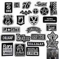 explosive cloth stickers embroidered black and white letters english patch stickers clothing accessories clothes bag shoes and h