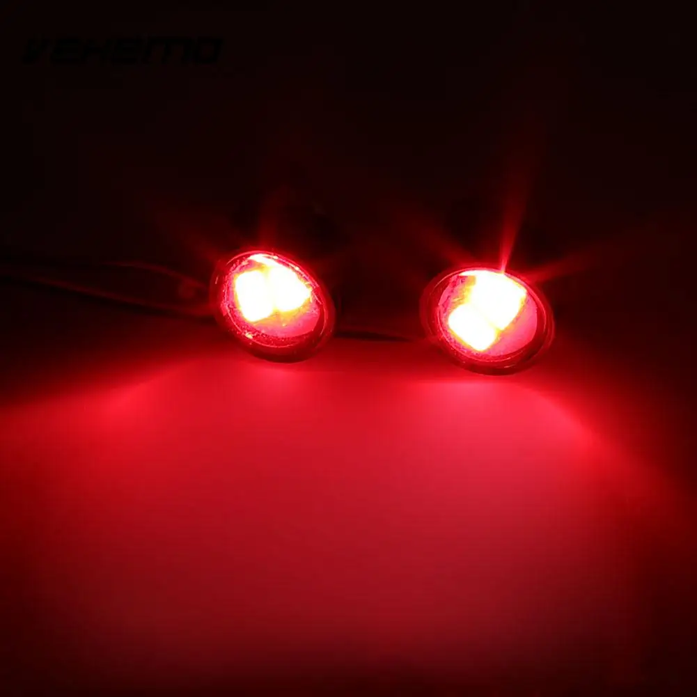 flashing red 2 шт. мотоциклетный светильник DC 12 В дневные ходовые огни DRL орлиный глаз мигающий светильник аксессуары для мотоциклов светодиодный фонарь заднего хода - Цвет: flashing red
