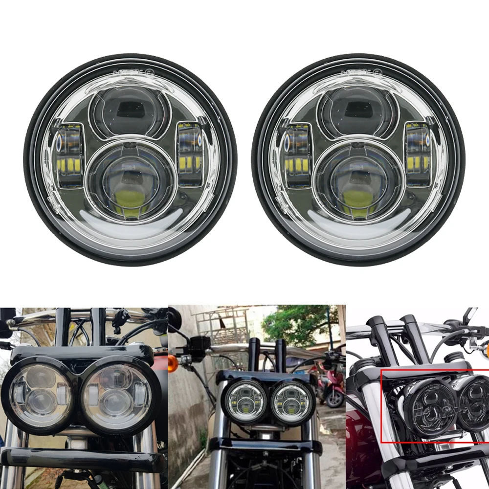 Для Davidson Dyna Fat Bob Black 4 65 дюймовые фары в стиле мотора для FXDF Fatbob светодиодный