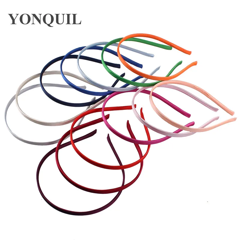 

50PCS/LOT Multiple Colors Hair Band Korean Style Cloth Metal Headband Ribbon Fabric Wrap Hair Accessories 7MM For DIY Craft