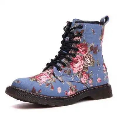 Весна 2017 Новый Стиль Сапоги женские Повседневная Узелок Цветок Камуфляж Печати